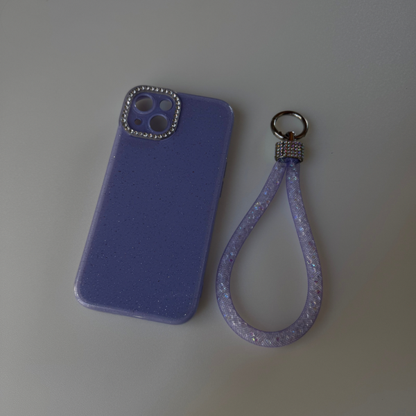 Producto - CASE GLITTER + STRAPP LILA