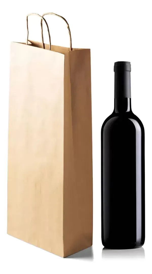 Producto - BOLSA KRAFT KP BOTELLA CON MANIJA 14x40x8cm x10u