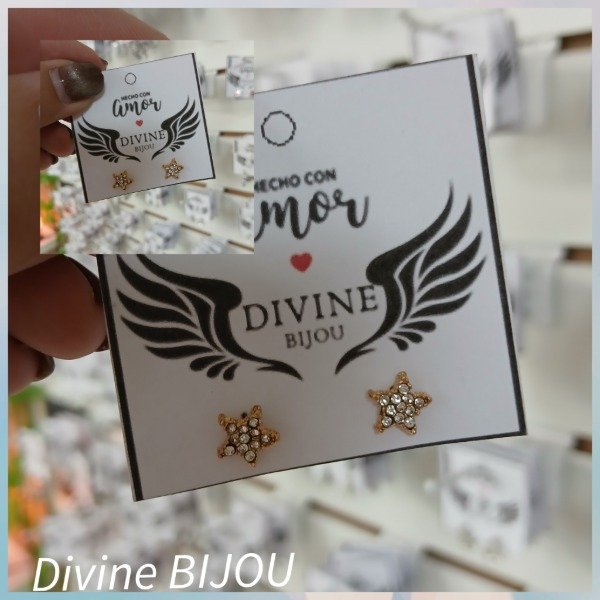 Producto - Aros estrellas cubic Acero dorado