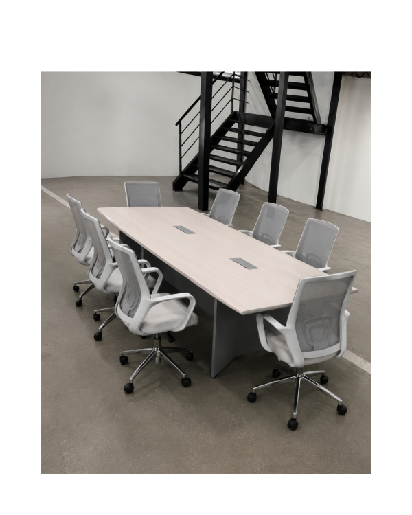 Producto - Mesas de reunión coworking con bocas para cables y 8 sillas / 240x120