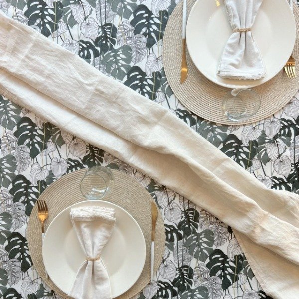 Producto - Mantel de Tela Antimanchas Hojas Sepia