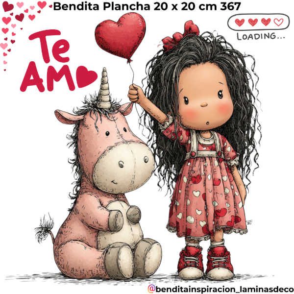 Producto - Bendita Plancha 398 Nena con unicornio