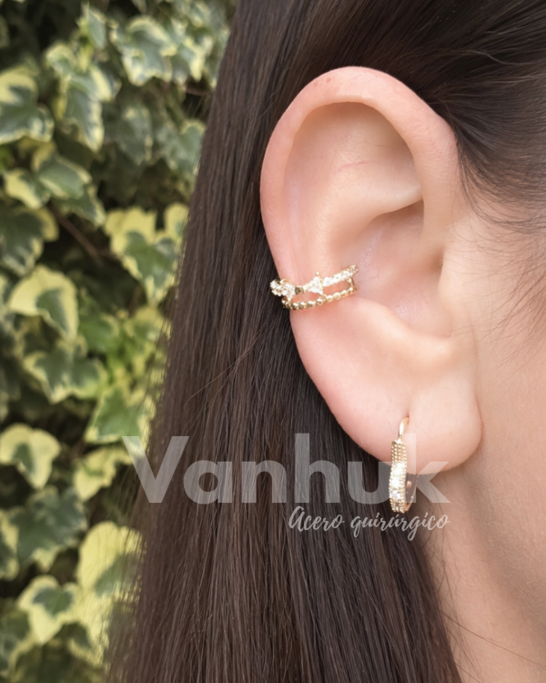 Producto - Cuff doble moño y strass sin pasante D - 0