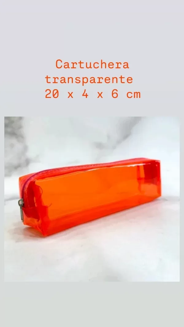 Producto - CARTUCHERA TRANSPARENTE NARANJA
