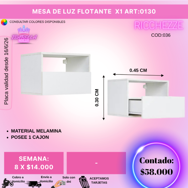 Producto - MESA DE LUZ FLOTANTE  1 CAJON