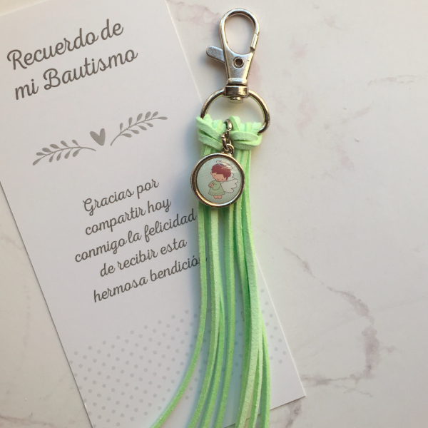 Producto - PACK LLAVEROS GAMUZA CON MEDALLITA - BAUTISMO