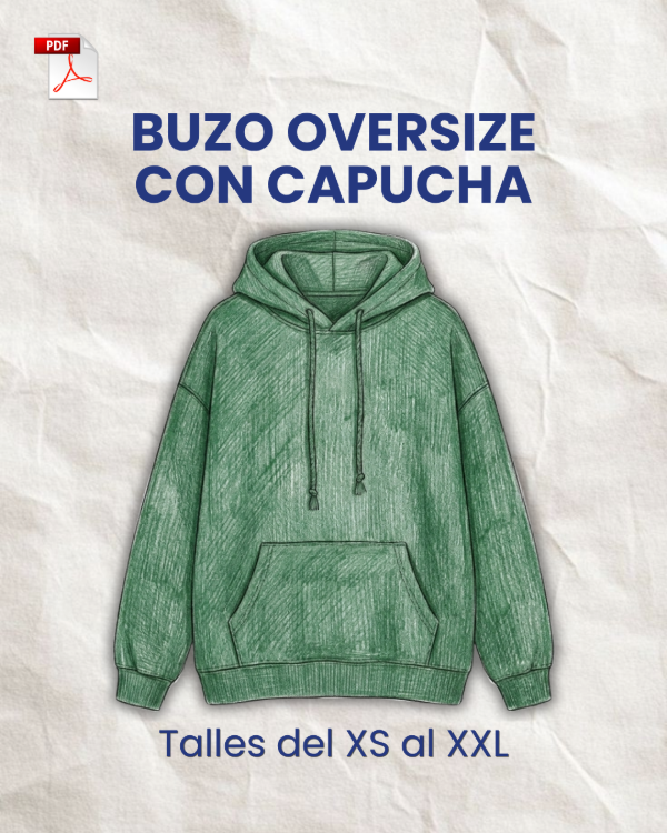 Producto - Buzo oversize canguro - Molde digital - PDF descargable - 0