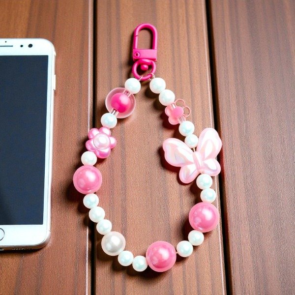 Producto - Correa Celular Mariposa Rosa Blanco