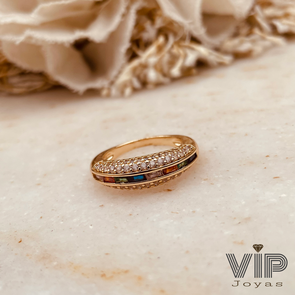 Producto - Anillo Rainbow Baño Oro 18K