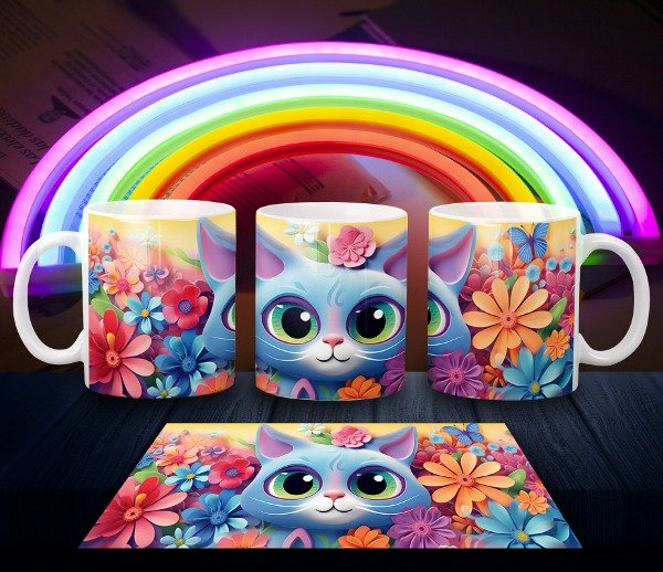 Producto - taza gatito arcoíris COD 2527