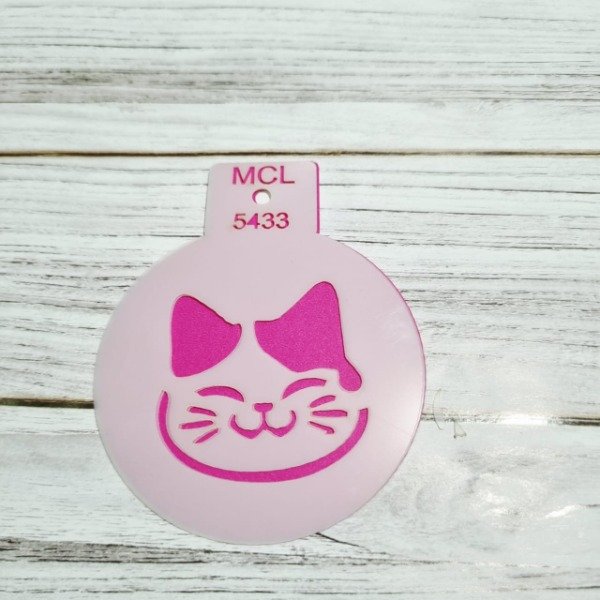 Producto - St 5433 Stencil Gato  de 8 cm Cafe / Cookies