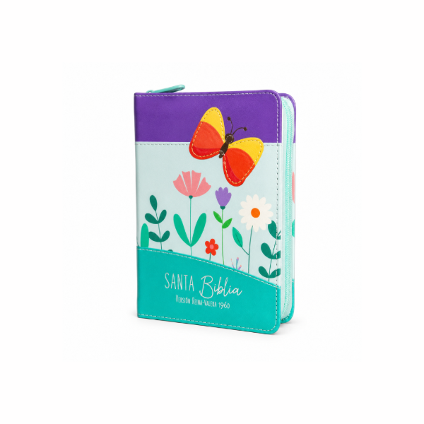 Producto - BIBLIA RVR60 025cz Cierre PJR 11 x 15 L 8  PRIMOR LILA/AZUL/TURQUESA MARIPOSA