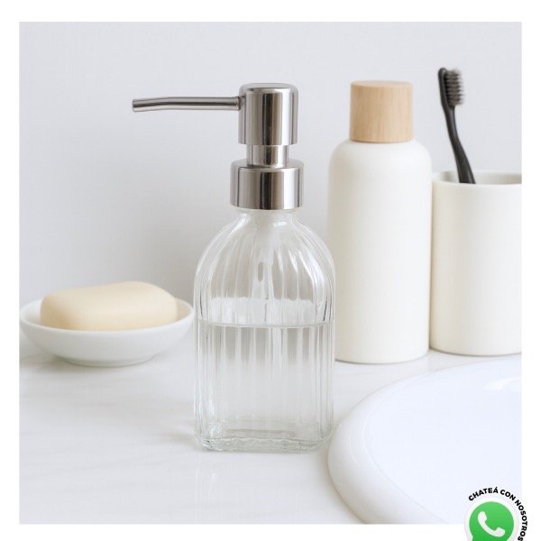 Producto - Dispenser de vidrio rayas pico plateado