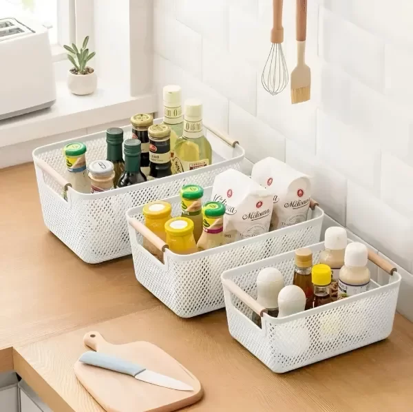 Producto - Canasto con manija de madera - GRANDE