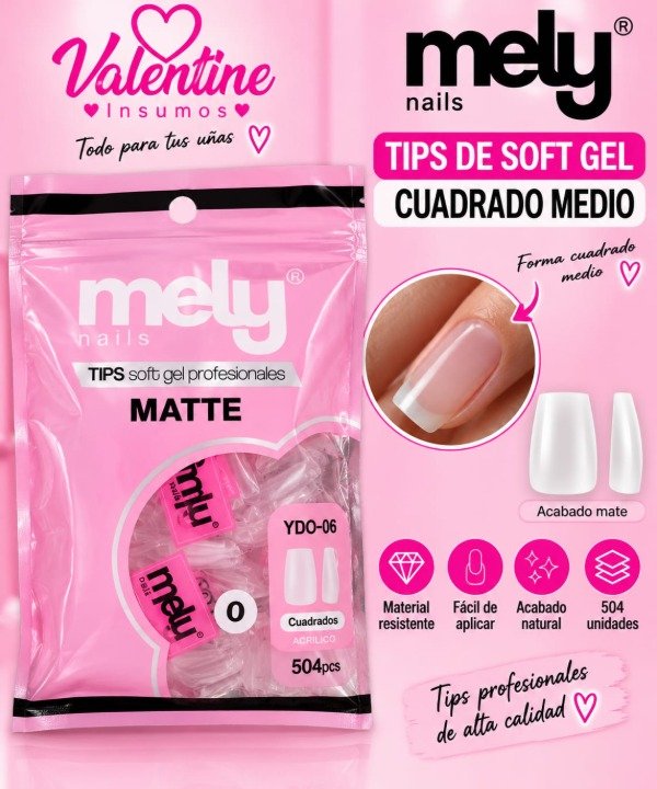 Producto - TIPS DE SOFT GEL EN BOLSA CUADRADO MEDIO MELY