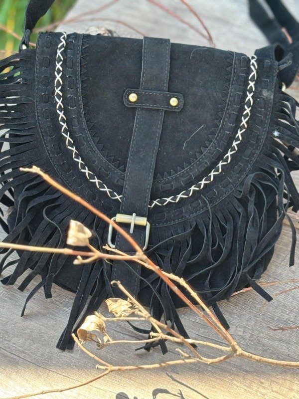Producto - Bandolera Boho Chic con flecos Negra