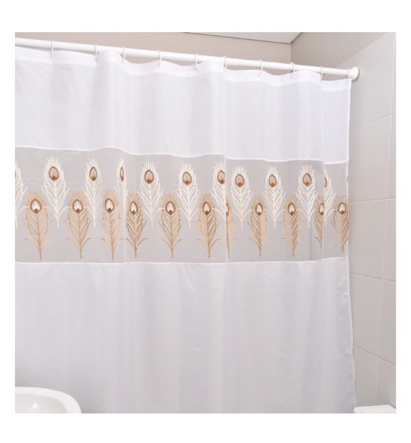 Producto - Cortina de Baño Organza bordada Flor de Trigo