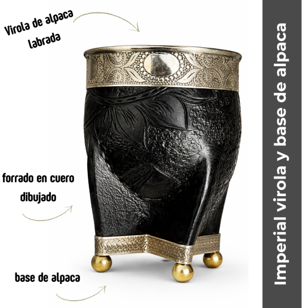 Producto - "El Patrón" Mate imperial dibujado base y virola de alpaca