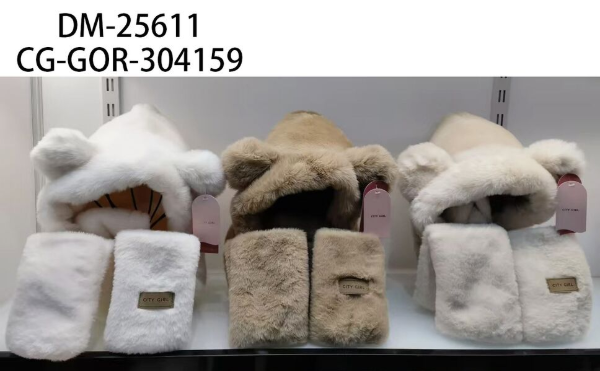 Producto - Gorro Peludo con Manoplas Cálido Regalo para Invierno