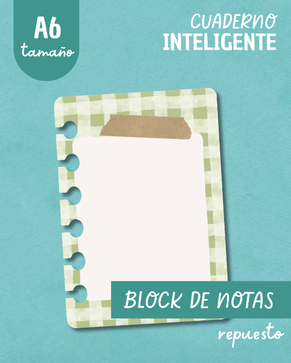 Producto - Block de notas A6 - Cuadrillé verde