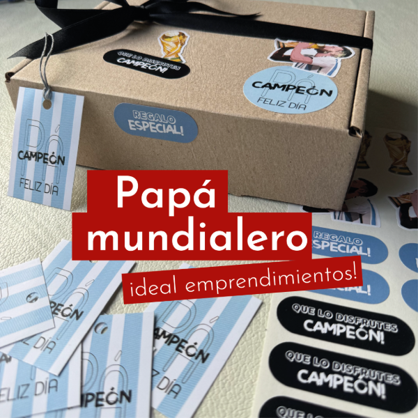 Producto - Stickers + tarjetas PAPÁ MUNDIALERO