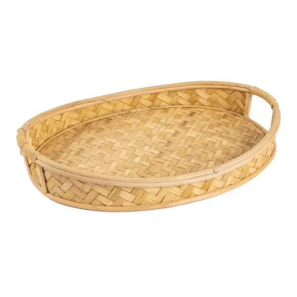 Producto - Bandeja de Madera y Ratan ovalada