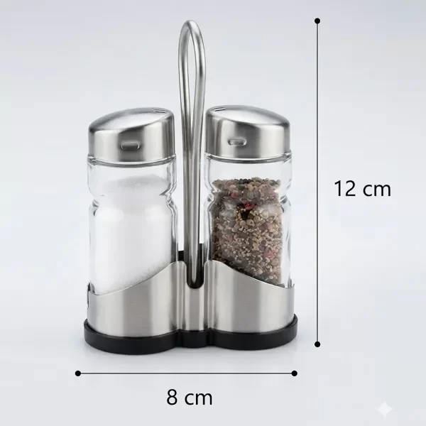 Producto - SET DE SALERO Y PIMENTERO CON SOPORTE DE METAL THE KITCHEN EN CAJA - 1