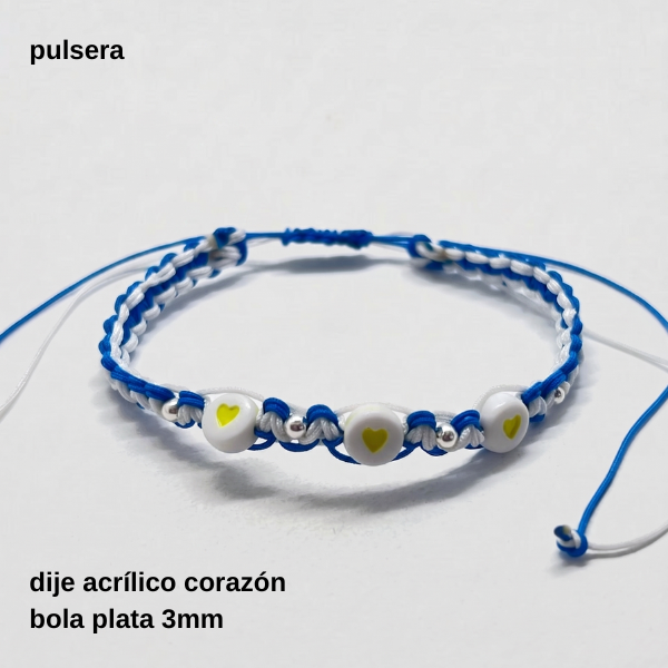 Producto - PUL #FP - Pulsera tejida Argentina y dije foami corazón triple (DÓLAR)
