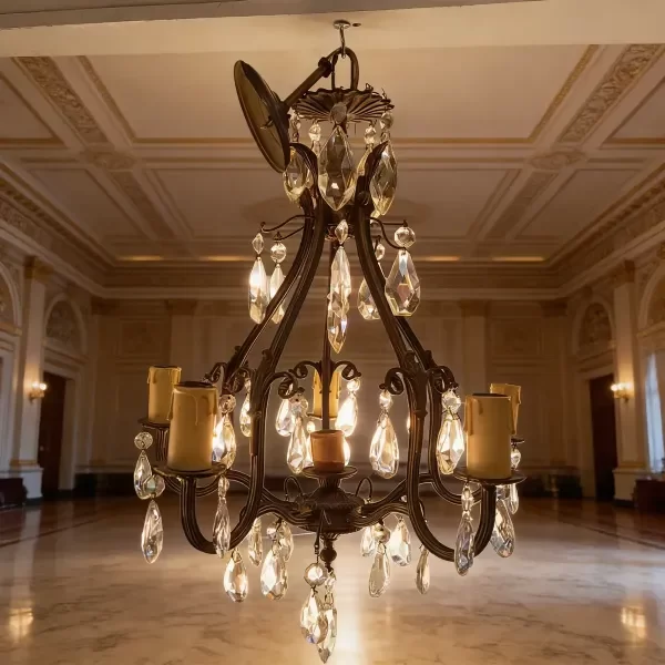 Producto - Lampara de bronce con caireles antigua