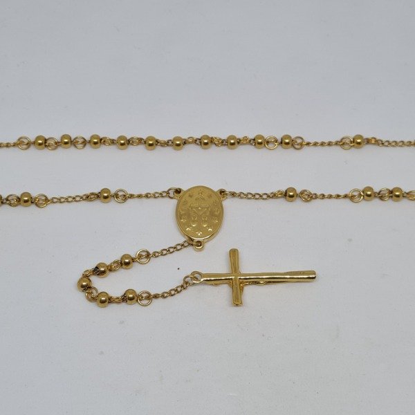 Producto - Rosario acero dorado