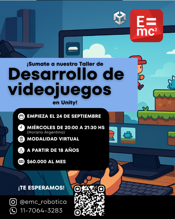Producto - Desarrollo de Videojuegos en Unity MIERCOLES 20 a 21:30 hs (curso completo)