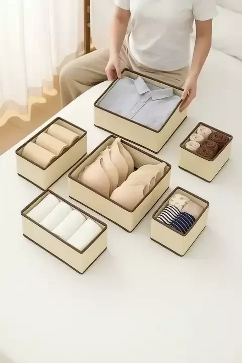 Producto - SET X4 PIEZAS ORGANIZADOR DE PLACARD ROPA BEIGE