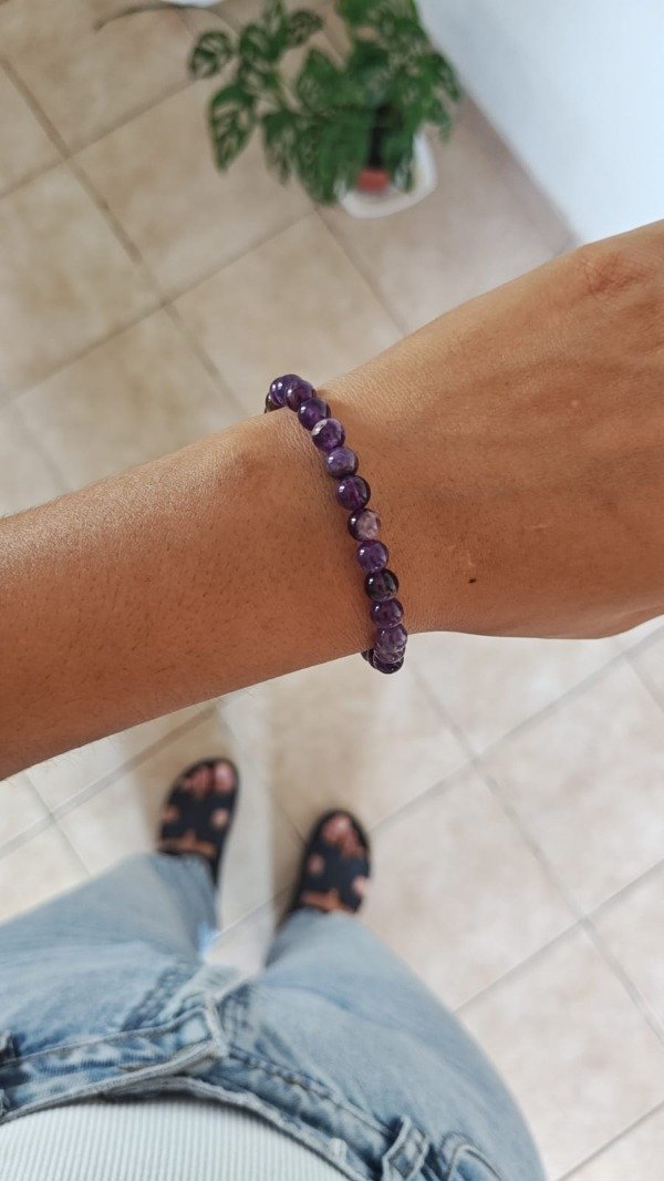 Producto - PULSERA ELÁSTICA AMATISTA. 6MM. PIEDRA NATURAL