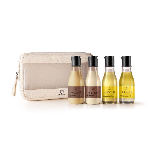 Producto - Regalo Ekos travel size: caja con necessaire + 4 productos para cabello y cuerpo