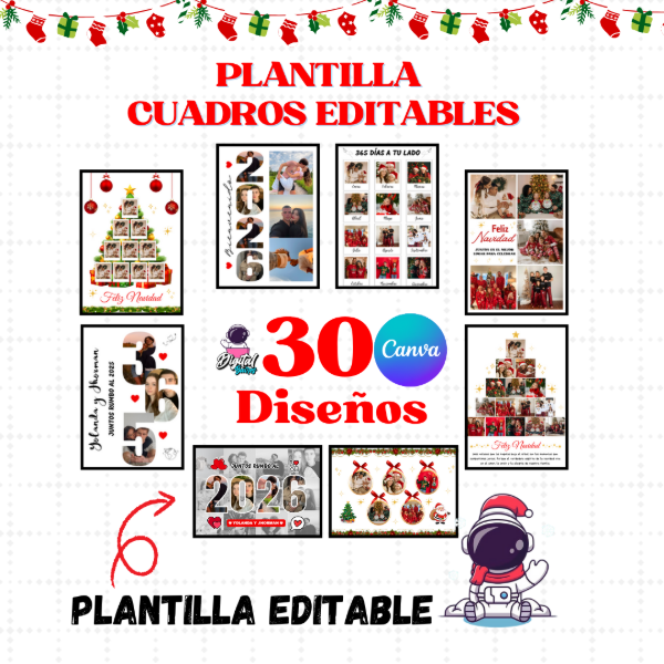 Producto - Plantilla Editable en Canva Cuadros Navidad 2025. DigitalBaires