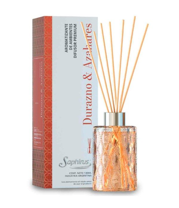 Producto - Difusor De Ambientes Saphirus Premium 130Ml - Durazno y Azahares
