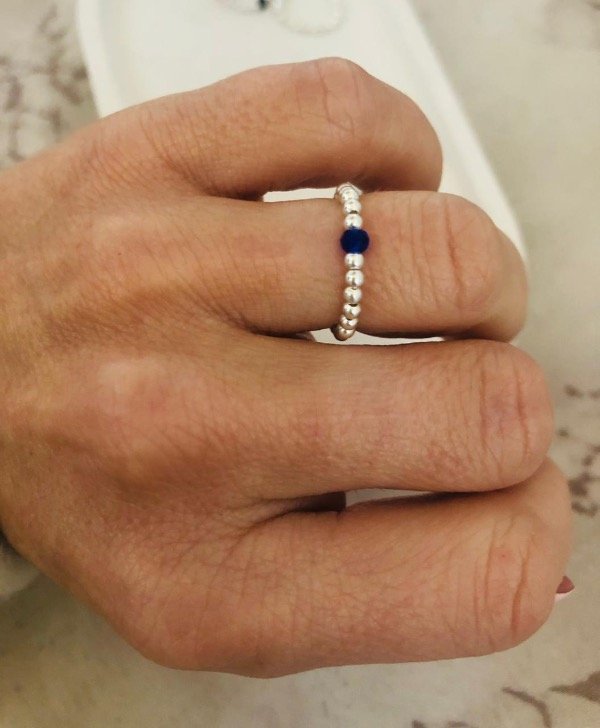 Producto - Anillo abundancia Azul Plata elastizado