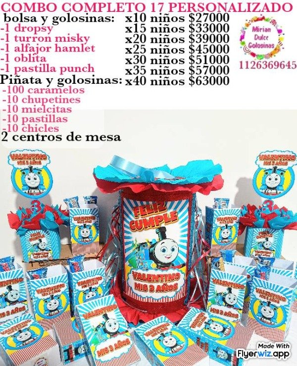 Producto - Combo cumpleaños 17 tren thomas