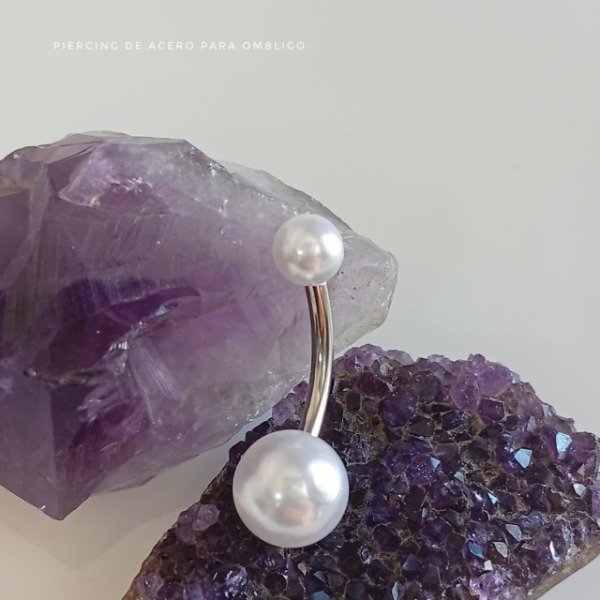 Producto - piercing de acero para ombligo perlas