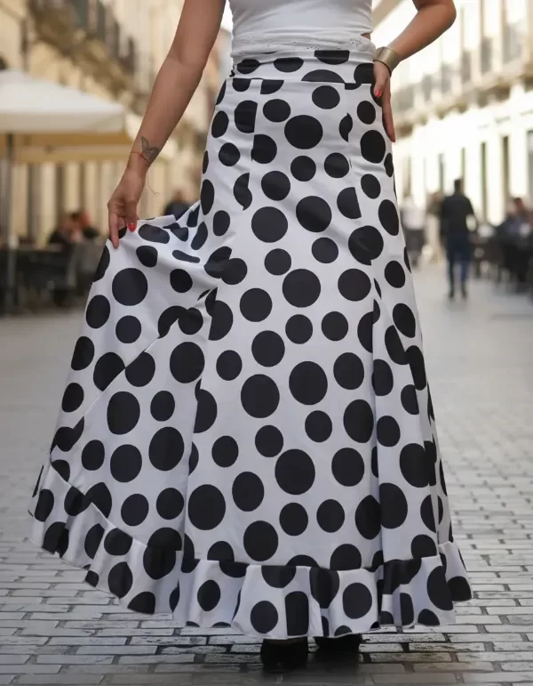 Producto - Falda Blanca con Lunares Negros Talle M/L