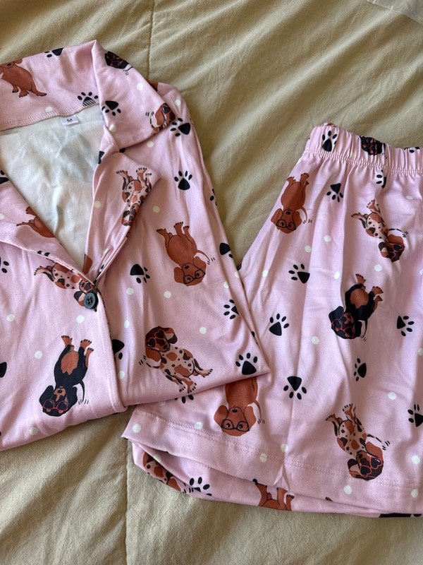 Producto - Pijama corto camisero salchi rosa