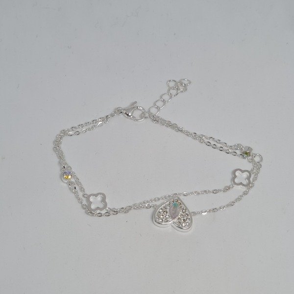 Producto - Pulsera plateada corazon cristal AB 19cm