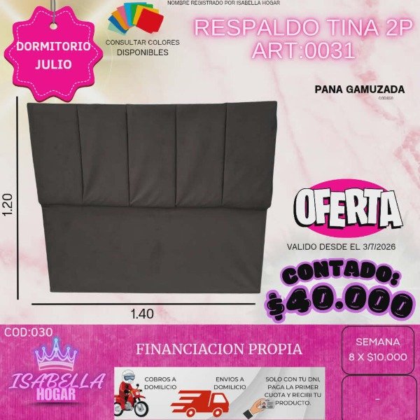 Producto - RESPALDO TINA 2P COD:030