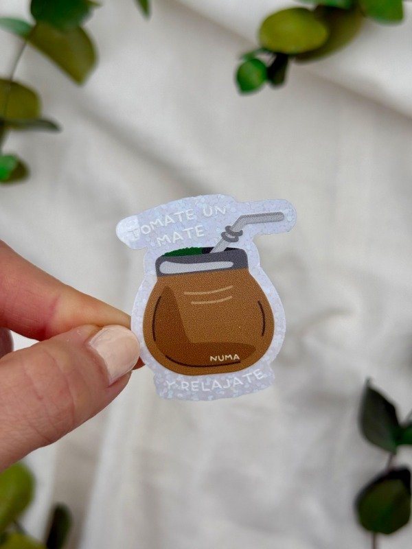 Producto - Sticker vinilo glitter TOMATE UN MATE