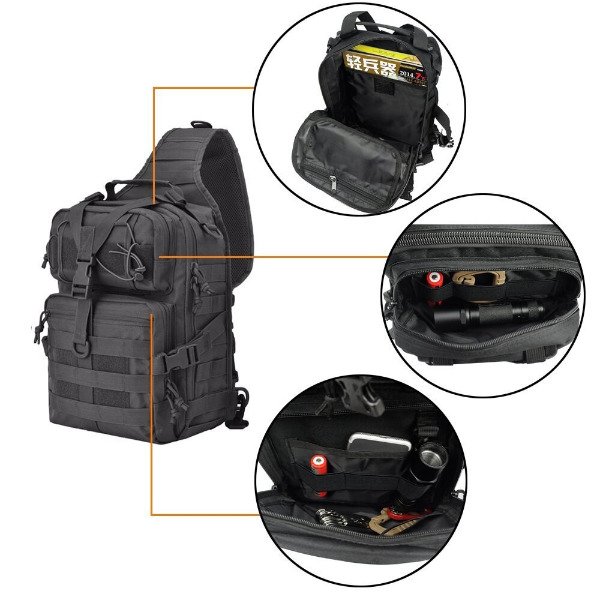 Producto - Morral Bolso Tactico Militar Pechera Negro Tela Antidesgarro 15 Litros - 16
