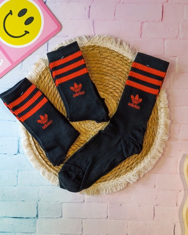 Producto - MEDIAS 3/4 DOBLE ALGODÓN AD LINEAS ROJAS