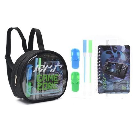 Producto - MOCHILA CON SET DE UTILES GAMER NEGRO 21X8X19CM SKORA