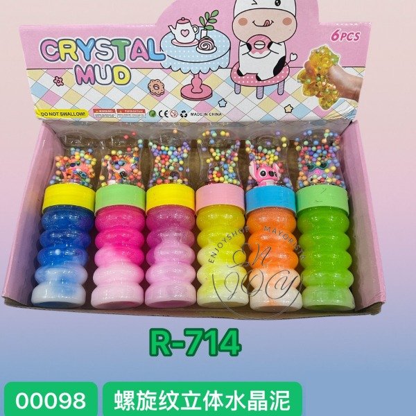 Producto - CAJA X6 POTE DE SLIME ELASTICA BIOCOLOR CON FIGURAS Y PELOTITAS R714