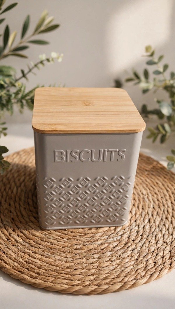 Producto - LATA CUADRADA TAPA BAMBOO GREY BISCUITS - 0