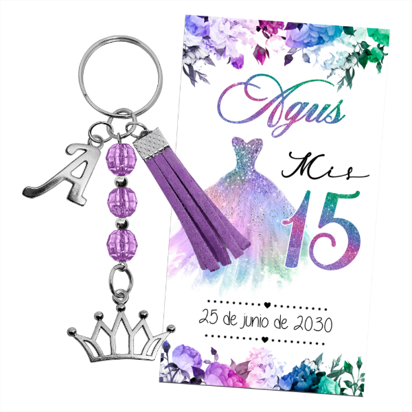 Producto - Llavero de Corona Queen + Inicial + Fleco